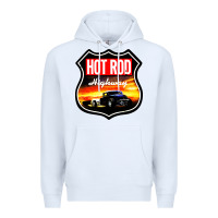 White HOT ROD GARAGE CAR Premium Hoodie - artisFamous