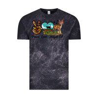 Cloud Black Peace Love Bengal Cat Vintage Tee - LillyAllenDesigns