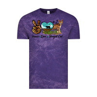 Cloud Purple Peace Love Bengal Cat Vintage Tee - LillyAllenDesigns