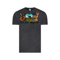 Vintage Black Peace Love Bengal Cat Vintage Tee - LillyAllenDesigns