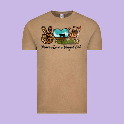 Peace Love Bengal Cat Vintage Tee Designed By Lillyallendesigns