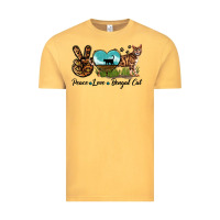 Vintage Mustard Peace Love Bengal Cat Vintage Tee - LillyAllenDesigns