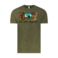 Vintage Olive Peace Love Bengal Cat Vintage Tee - LillyAllenDesigns