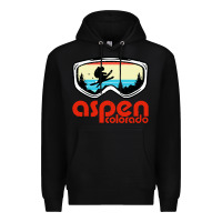 Black aspen colorado ski mountain skiing retro vacation Premium Hoodie - artisFamous