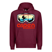 Burgundy aspen colorado ski mountain skiing retro vacation Premium Hoodie - artisFamous