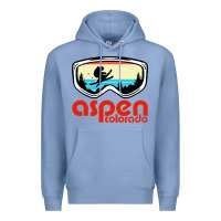 Colony Blue aspen colorado ski mountain skiing retro vacation Premium Hoodie - artisFamous