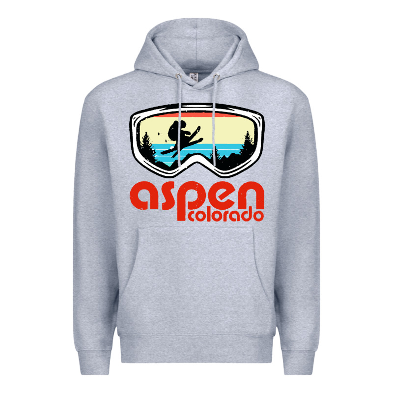 Aspen Colorado Ski Mountain Skiing Retro Vacation Premium Hoodie by artisFamous | Teevron