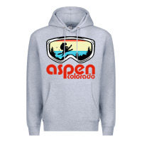 Heather Grey aspen colorado ski mountain skiing retro vacation Premium Hoodie - artisFamous