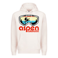 Pale Pink aspen colorado ski mountain skiing retro vacation Premium Hoodie - artisFamous