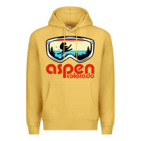 Antique Gold aspen colorado ski mountain skiing retro vacation Premium Hoodie - artisFamous
