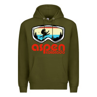 Army Green aspen colorado ski mountain skiing retro vacation Premium Hoodie - artisFamous