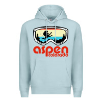 Blue Mist aspen colorado ski mountain skiing retro vacation Premium Hoodie - artisFamous