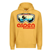 Mustard aspen colorado ski mountain skiing retro vacation Premium Hoodie - artisFamous