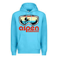Ocean Blue aspen colorado ski mountain skiing retro vacation Premium Hoodie - artisFamous