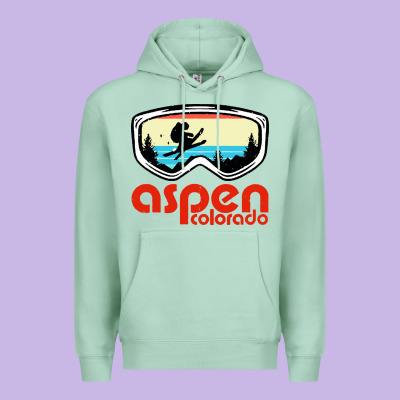 Aspen Colorado Ski Mountain Skiing Retro Vacation Premium Hoodie Designed By Artisfamous