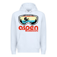 White aspen colorado ski mountain skiing retro vacation Premium Hoodie - artisFamous