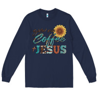 Navy give me coffee and jesus Long Sleeve Tee - Artiststas