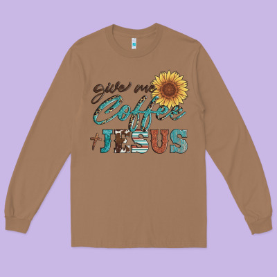 Give Me Coffee And Jesus Long Sleeve Tee Designed By Artiststas