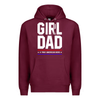 Burgundy Girl Dad A True American Hero - Fathers Day Gift Premium Hoodie - artisFamous