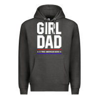 Charcoal Heather Girl Dad A True American Hero - Fathers Day Gift Premium Hoodie - artisFamous