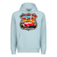 Blue Mist CLASSIC CARS ROUTE 66 Premium Hoodie - artisFamous