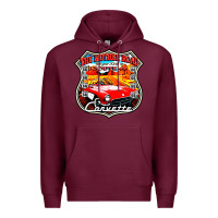 Burgundy CLASSIC CARS ROUTE 66 Premium Hoodie - artisFamous
