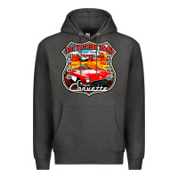 Charcoal Heather CLASSIC CARS ROUTE 66 Premium Hoodie - artisFamous