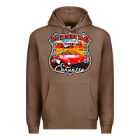 Chestnut CLASSIC CARS ROUTE 66 Premium Hoodie - artisFamous