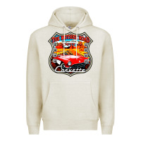 Oatmeal Heather CLASSIC CARS ROUTE 66 Premium Hoodie - artisFamous