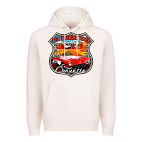 Pale Pink CLASSIC CARS ROUTE 66 Premium Hoodie - artisFamous
