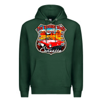 Sports Green CLASSIC CARS ROUTE 66 Premium Hoodie - artisFamous