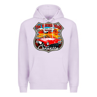 Lilac CLASSIC CARS ROUTE 66 Premium Hoodie - artisFamous