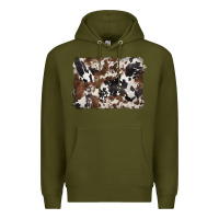 Army Green black and brown cowhide background Premium Hoodie - BarkalooDesign