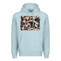 Blue Mist black and brown cowhide background Premium Hoodie - BarkalooDesign