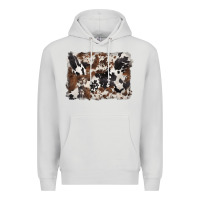 Dove Grey black and brown cowhide background Premium Hoodie - BarkalooDesign