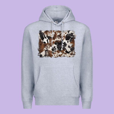 Black And Brown Cowhide Background Premium Hoodie Designed By Barkaloodesign