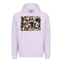 Lilac black and brown cowhide background Premium Hoodie - BarkalooDesign