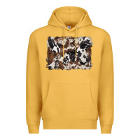 Mustard black and brown cowhide background Premium Hoodie - BarkalooDesign