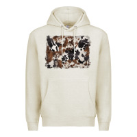 Oatmeal Heather black and brown cowhide background Premium Hoodie - BarkalooDesign