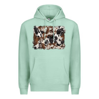 Seafoam black and brown cowhide background Premium Hoodie - BarkalooDesign