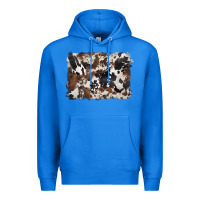 True Royal black and brown cowhide background Premium Hoodie - BarkalooDesign