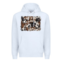 White black and brown cowhide background Premium Hoodie - BarkalooDesign
