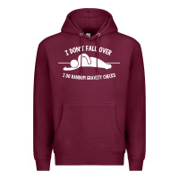 Burgundy i don't fall over i do random gravity checks Premium Hoodie - artisFamous
