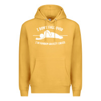 Mustard i don't fall over i do random gravity checks Premium Hoodie - artisFamous