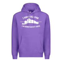 Purple i don't fall over i do random gravity checks Premium Hoodie - artisFamous