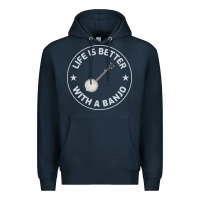 Navy Banjo Bluegrass Music Traditional Musician Funny Gift Premium Hoodie - artisFamous