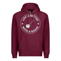 Burgundy Banjo Bluegrass Music Traditional Musician Funny Gift Premium Hoodie - artisFamous