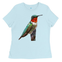 Baby Blue Ruby Throated Hummingbird Bird Ladies Tee - LillyAllenDesigns