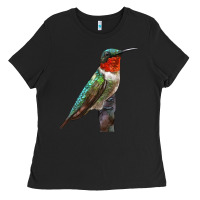 Black Ruby Throated Hummingbird Bird Ladies Tee - LillyAllenDesigns
