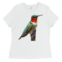 White Ruby Throated Hummingbird Bird Ladies Tee - LillyAllenDesigns